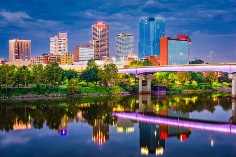 Little Rock, AR city skyline view at twilight