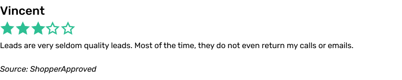 Leads are very seldom quality leads. Most of the time, they do not even return my calls or emails.